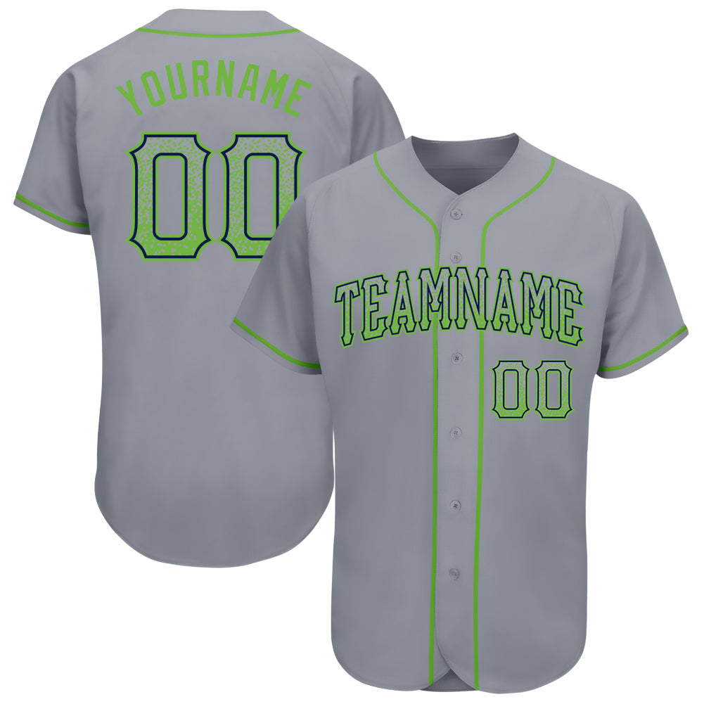 Custom Gray Neon Green-Navy Authentic Drift Fashion Baseball Jersey T-Shirts, Hoodie, Sweatshirt | WearSparks.com (Image 1)