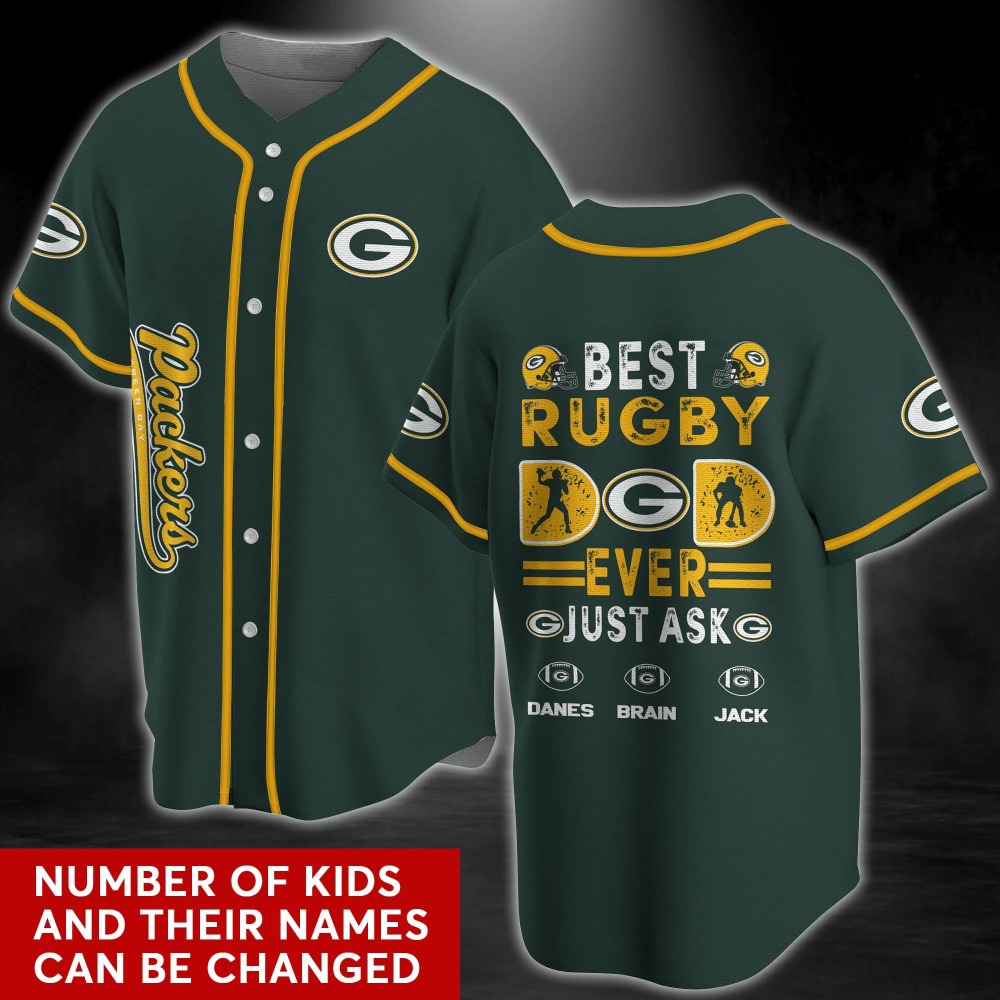 Green Bay Packers Baseball Jersey Shirt with Personalized Name