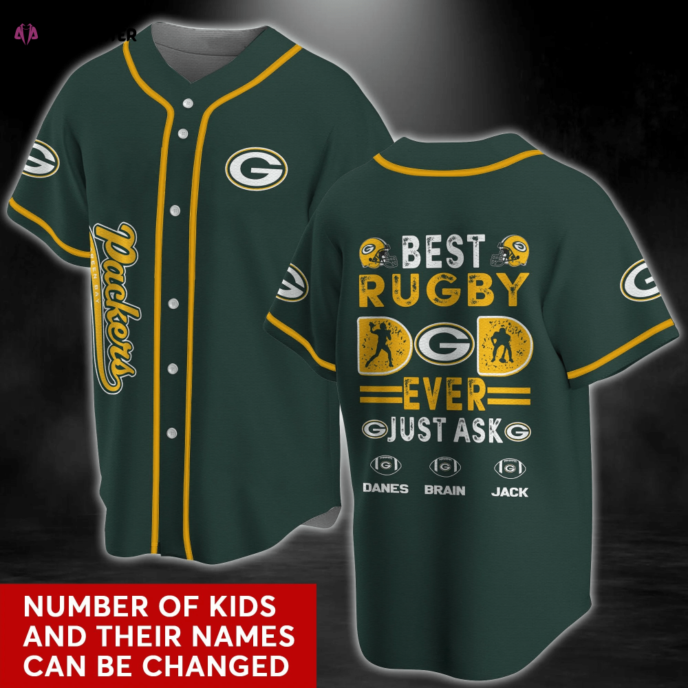 Green Bay Packers Baseball Jersey Shirt with Personalized Name