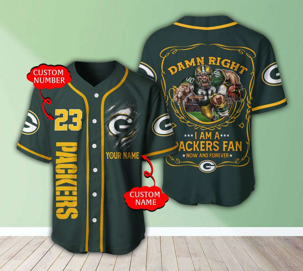 Green Bay Packers Personalized Baseball Jersey - lylyprint.com T-Shirts, Hoodie, Sweatshirt | WearSparks.com (Image 2)