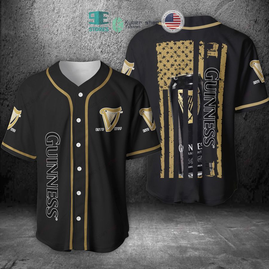 BEST Guinness Can United States Flag black Baseball Jersey