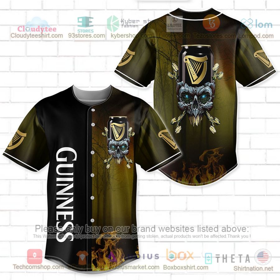 HOT Guinness skull head Baseball Jersey Shirt