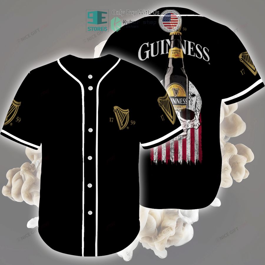 BEST Guinness Skull United States Flag black Baseball Jersey