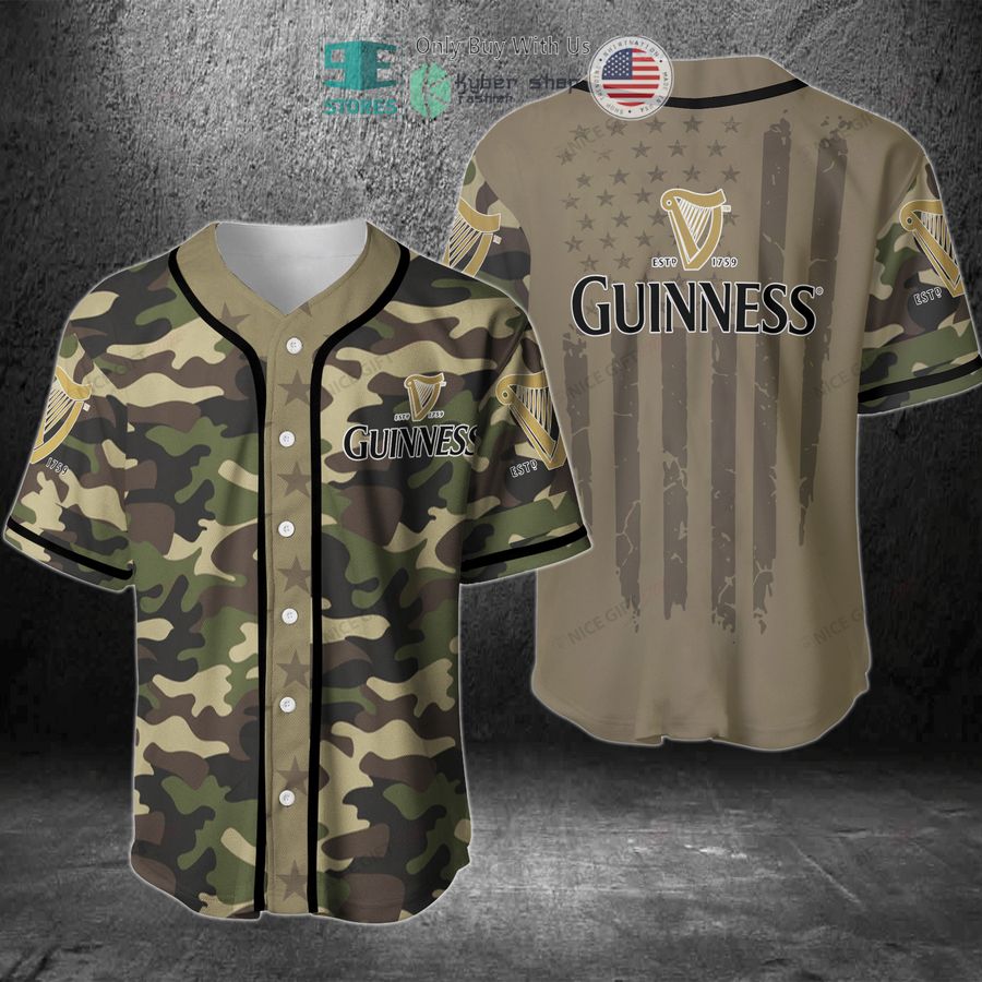 BEST Guinness United States Flag green camo Baseball Jersey