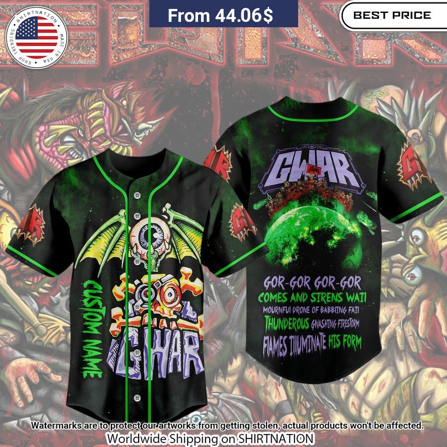Gwar Gor‐Gor Custom Baseball Jersey