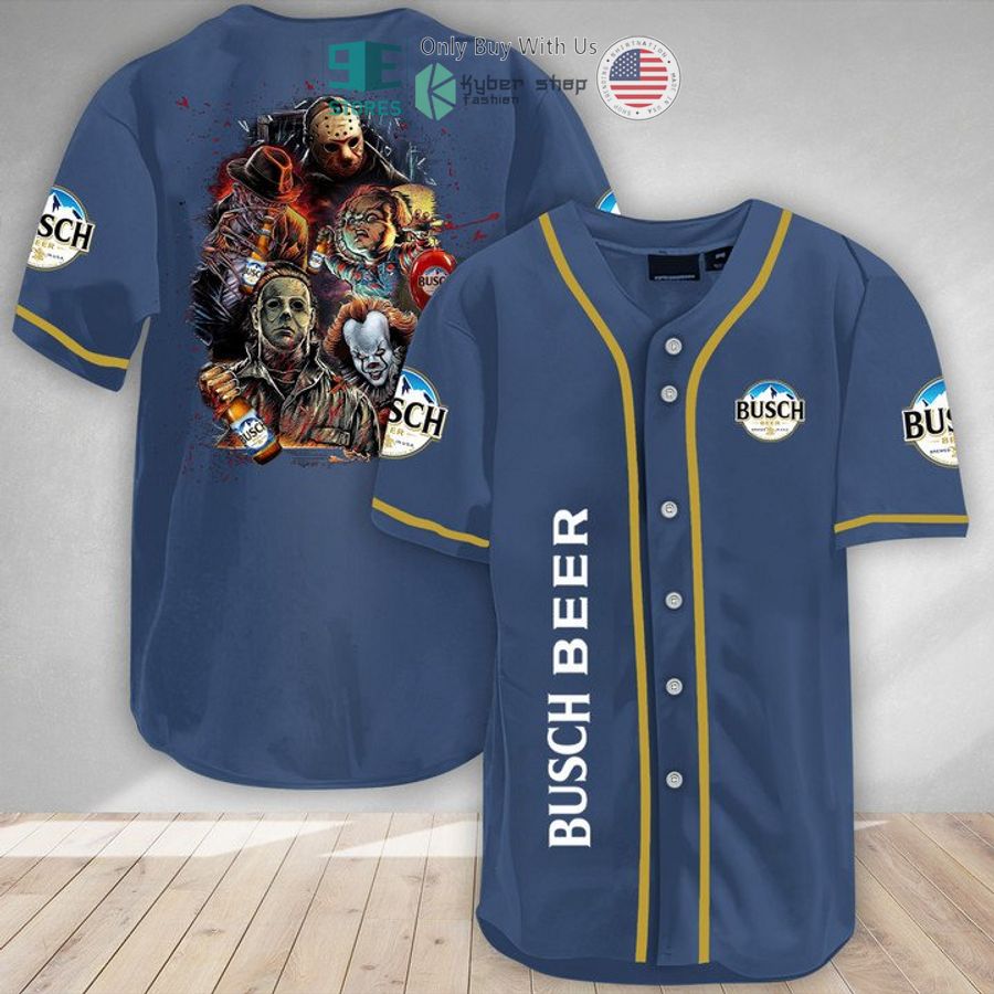 BEST Halloween Horror Characters Busch Beer Baseball Jersey