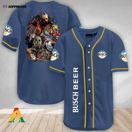 Halloween Horror Characters Busch Beer Baseball Jersey