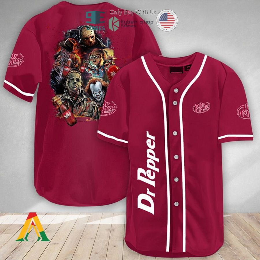 BEST Halloween Horror Characters Dr Pepper Baseball Jersey