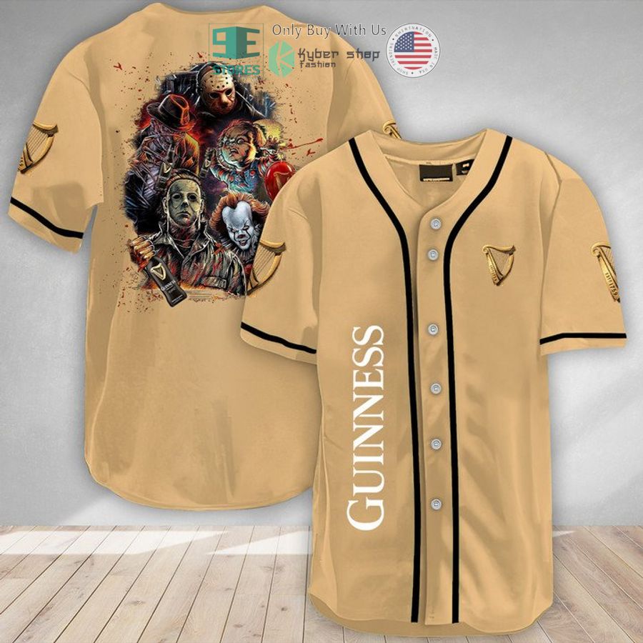 BEST Halloween Horror Characters Guinness Beer Baseball Jersey