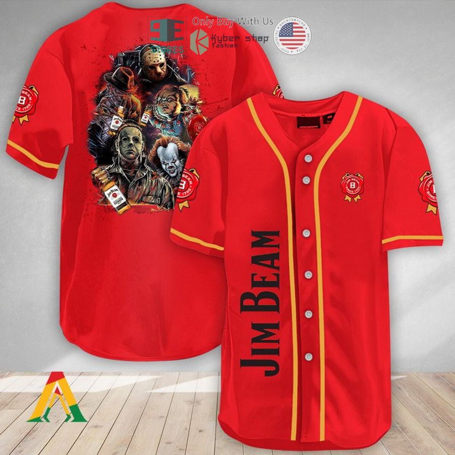 BEST Halloween Horror Characters Jim Beam Baseball Jersey