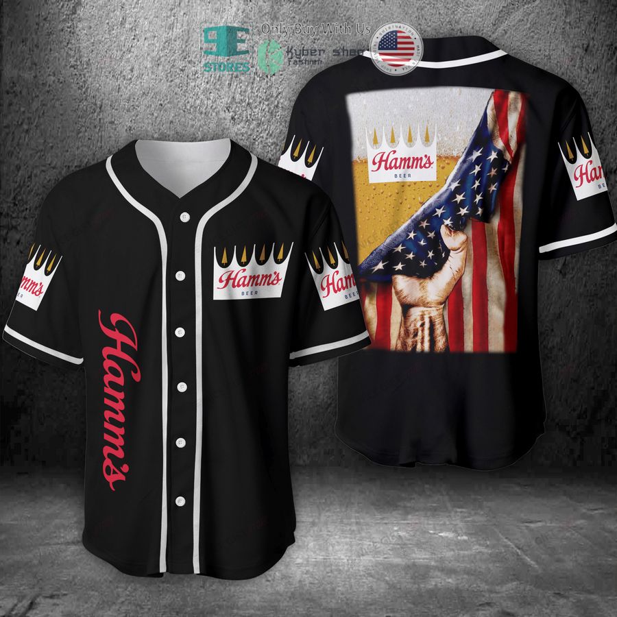 BEST Hamm's United States Flag black Baseball Jersey