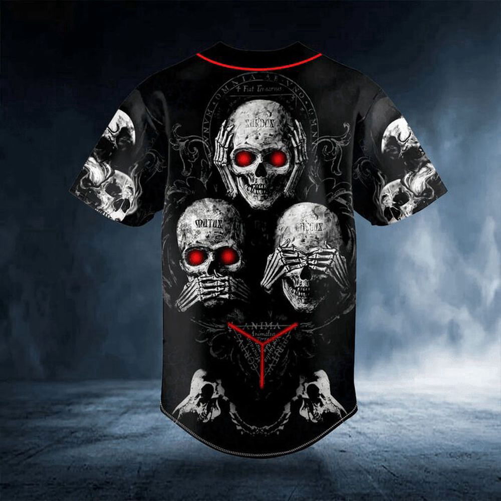 Hear See Speak No Evil Skull Baseball Jersey For Men Women - lylyprint.com T-Shirts, Hoodie, Sweatshirt (Image 4)
