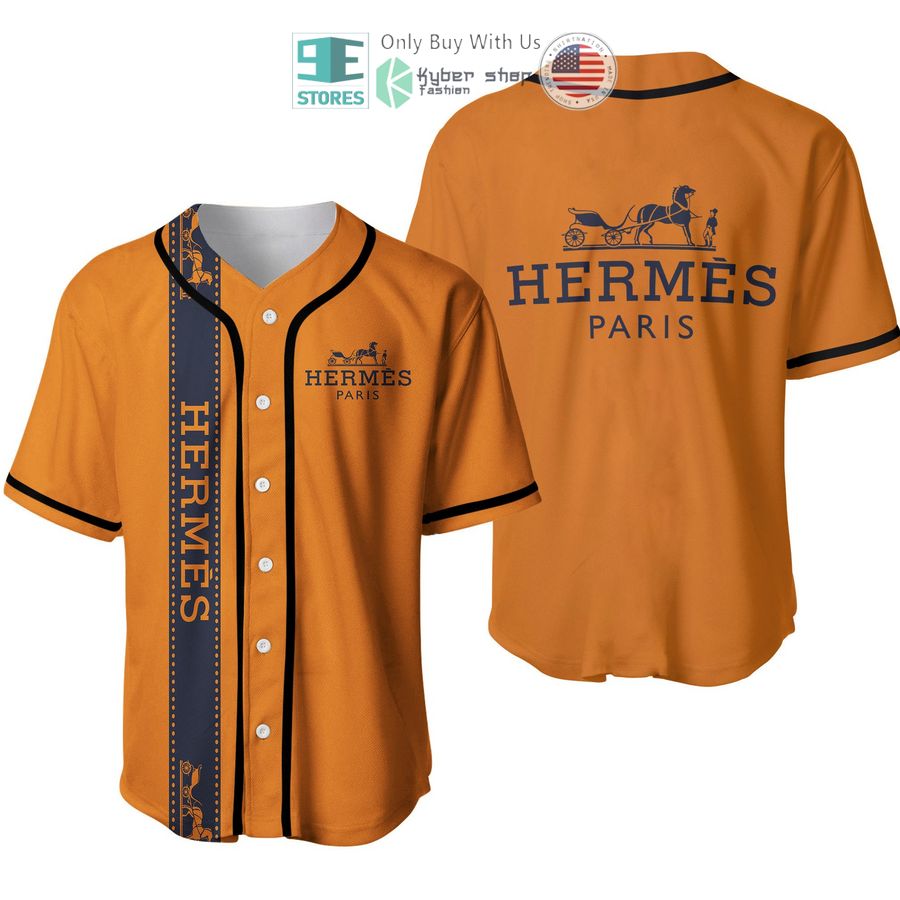 BEST Hermes Paris orange Baseball Jersey