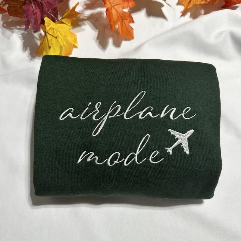 Airplane Mode embroidered sweatshirt; Funny gift for her/him T-Shirts, Hoodie | WearSparks.com