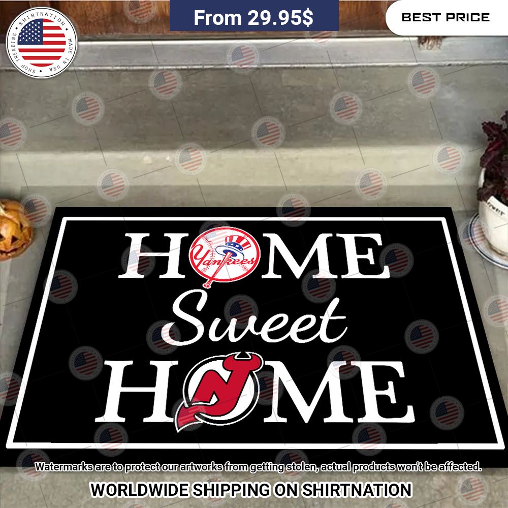Home Sweet Home New York Yankees and New Jersey Devils Doormat