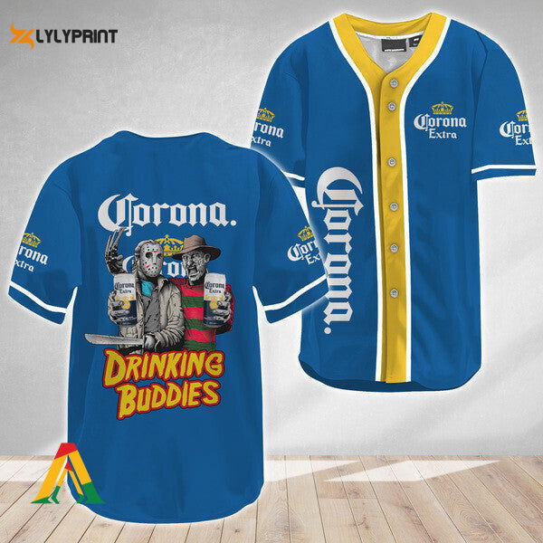 Horror Freddy Jason Drinking Buddies Corona Extra Baseball Jersey - lylyprint.com T-Shirts, Hoodie, Sweatshirt