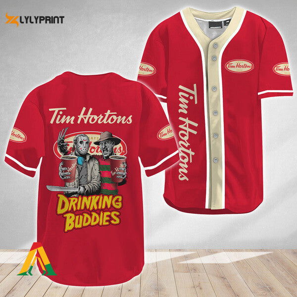 Horror Freddy Jason Drinking Buddies Tim Hortons Baseball Jersey - Gift for Men Women - lylyprint.com T-Shirts, Hoodie,...