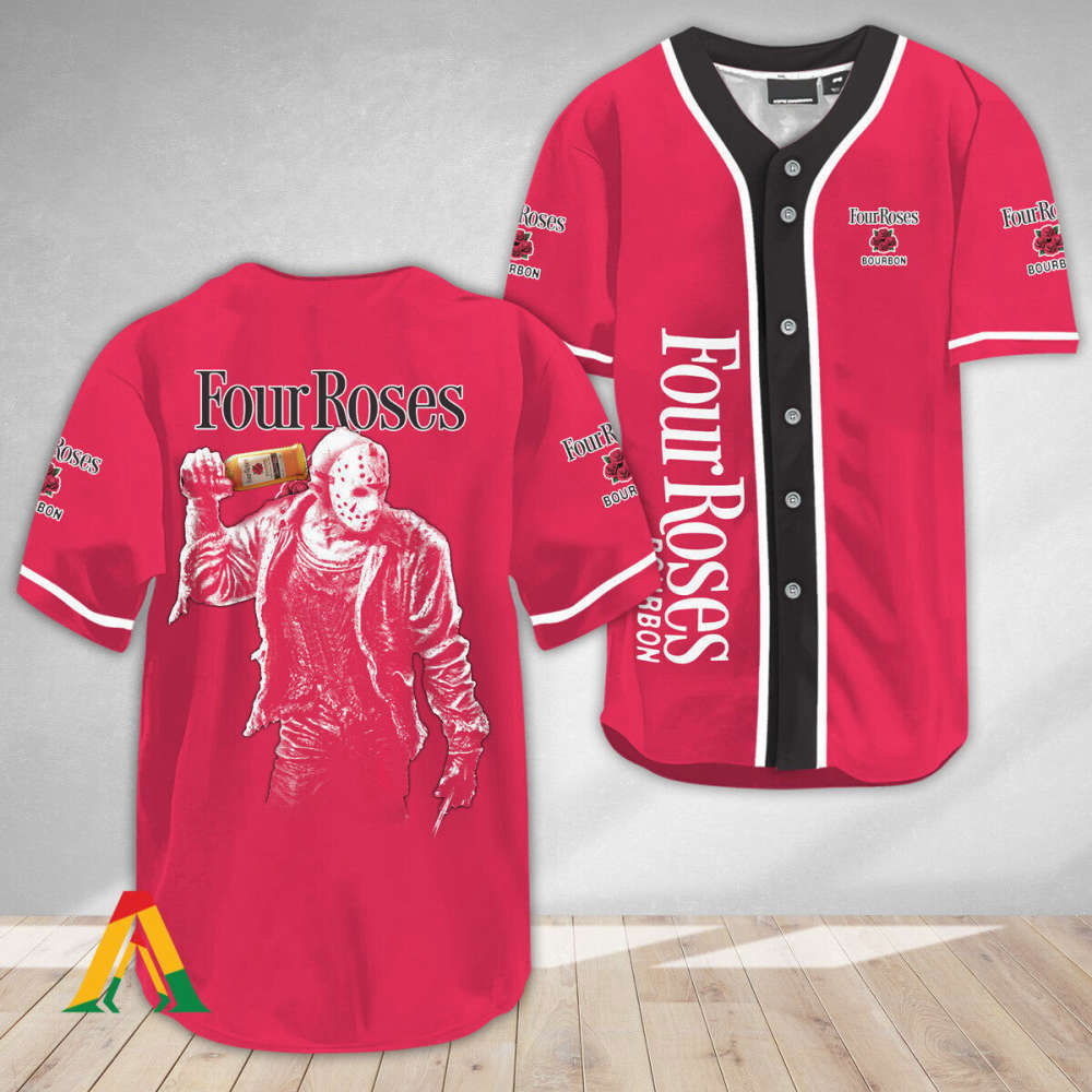 Horror Jason Voorhees 4 Roses Bourbon Baseball Jersey: A Spooky and Stylish Addition! - Aopprinter T-Shirts,... (Image 2)