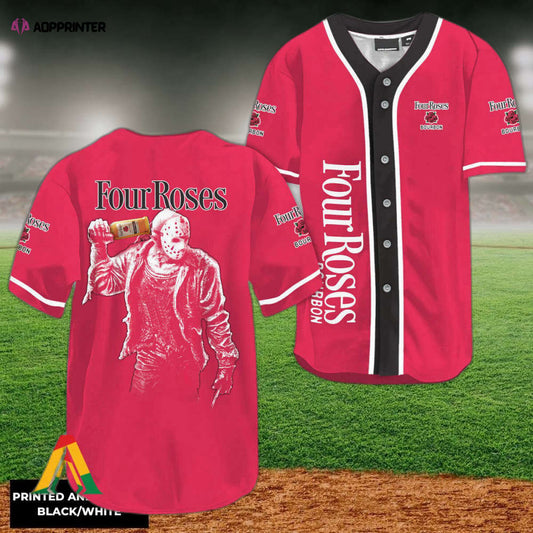Horror Jason Voorhees 4 Roses Bourbon Baseball Jersey: A Spooky and Stylish Addition! - Aopprinter T-Shirts,... (Image 1)