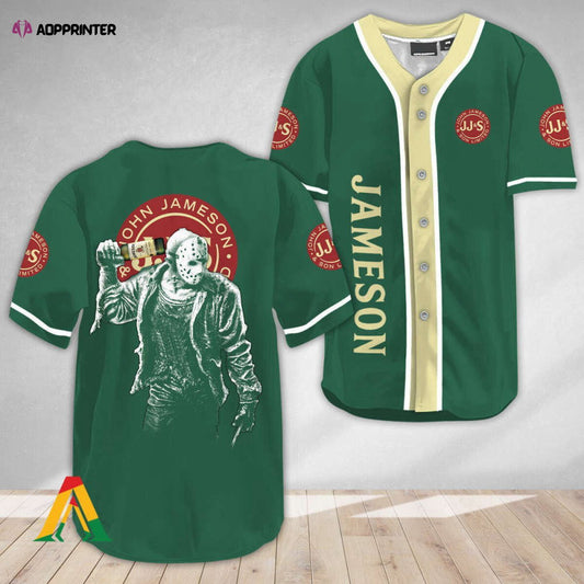 Spooky Style: Jason Voorhees Horror Whiskey Baseball Jersey