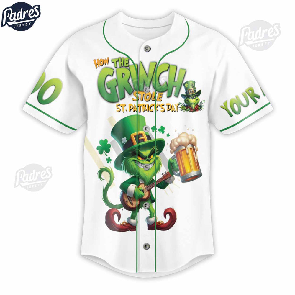 How The Grinch Stole St.Patrick’s Day Custom Baseball Jersey Shirt - Bafud Hoodie, Sweatshirt | WearSparks.com (Image 2)