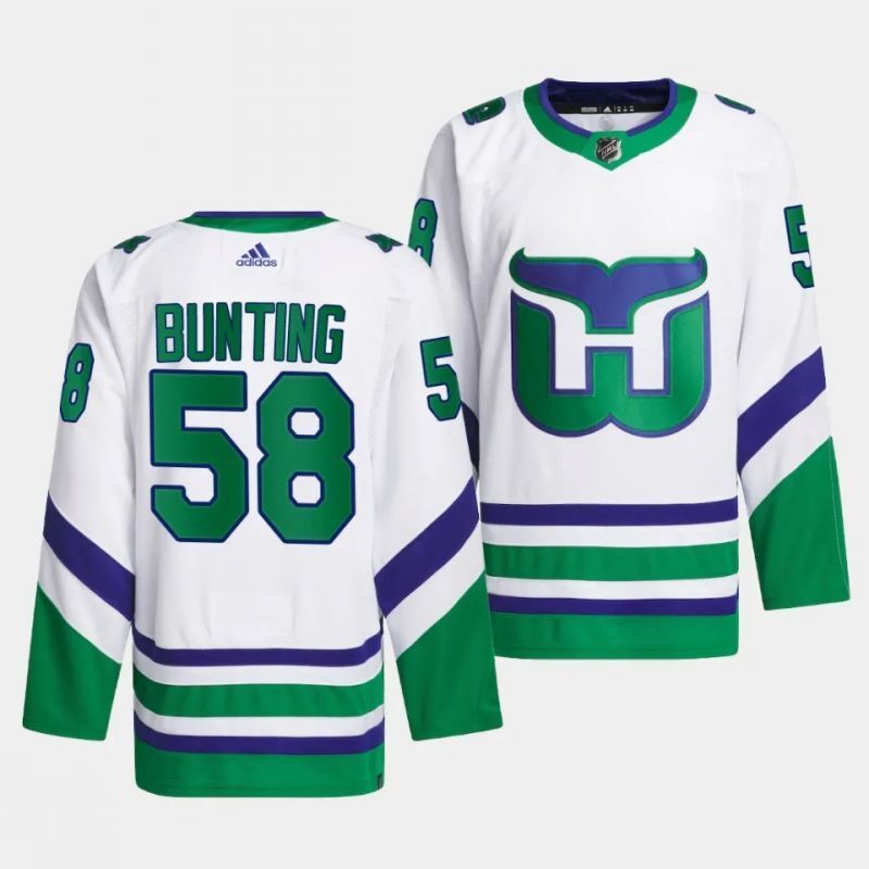hurricanes whalers #58 michael bunting white jersey