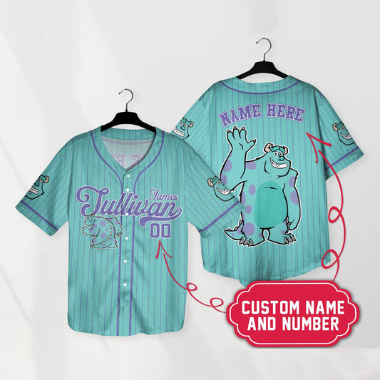 Custom Monster Inc James Sullivan Cyan Simple Baseball Jersey Personalized Baseball Team Jersey Shirt Birthday... (Image 1)