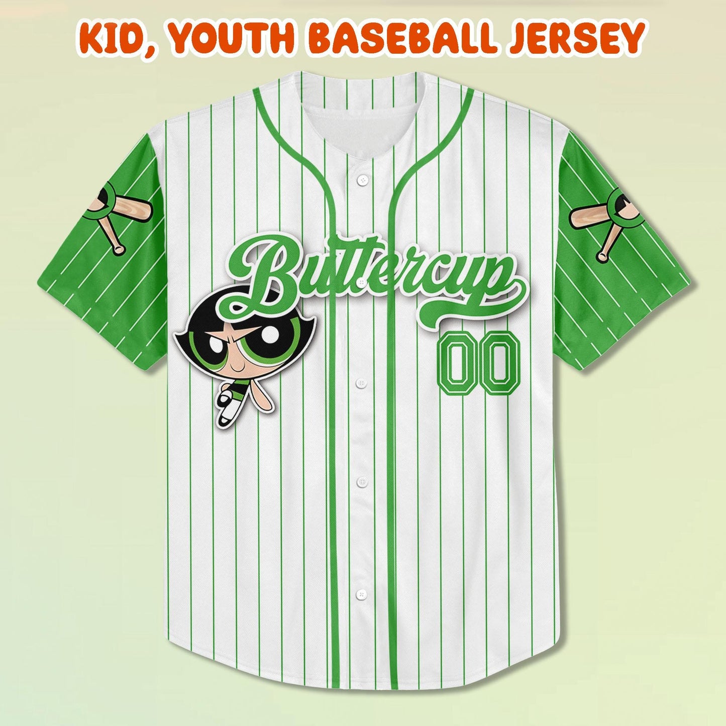Custom Buttercup Baseball Jersey, Kid Youth Adult Jersey, Personalized Name Number Shirt, Power Cartoon Team... (Image 2)