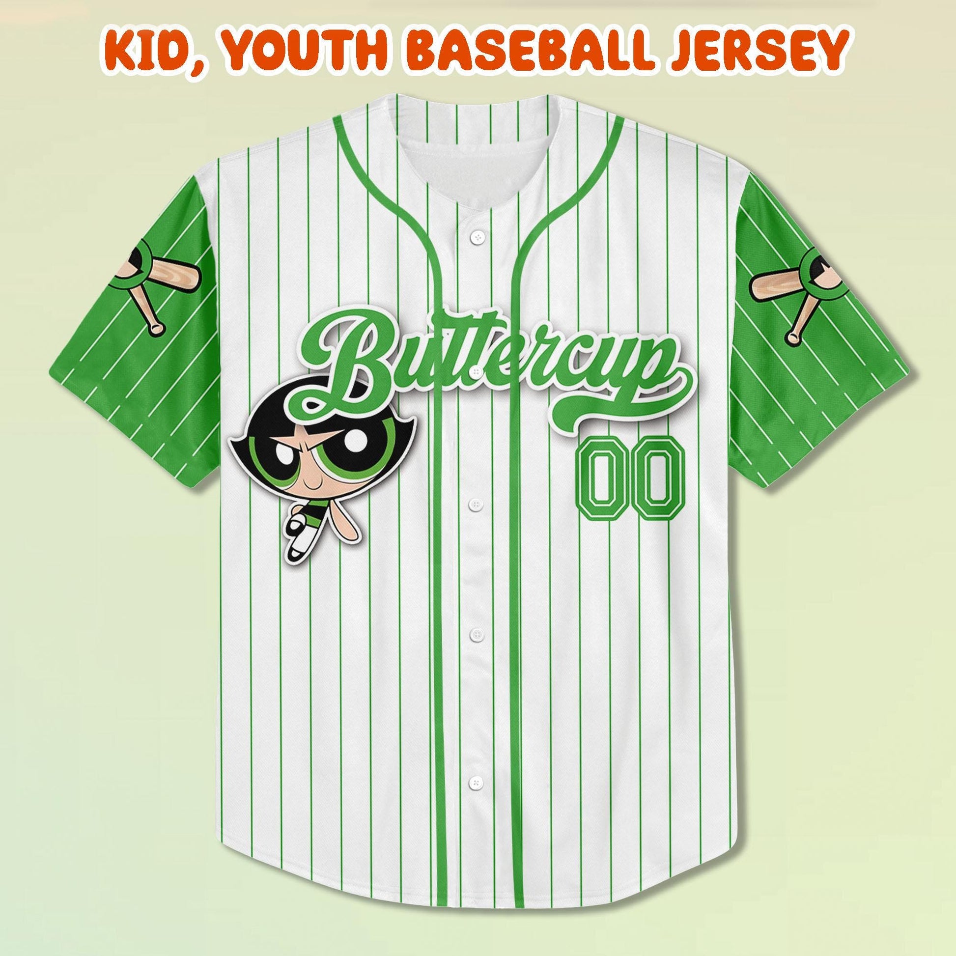 Custom Buttercup Baseball Jersey, Kid Youth Adult Jersey, Personalized Name Number Shirt, Power Cartoon Team... (Image 2)