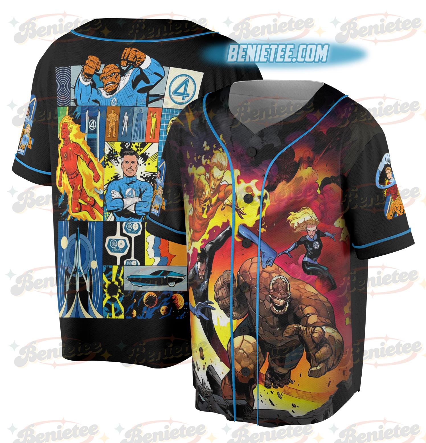 Fantastic Four Team Baseball Jersey, Pedro Friend Retro Superhero Tee Hoodie, Sweatshirt | WearSparks.com (Image 1)