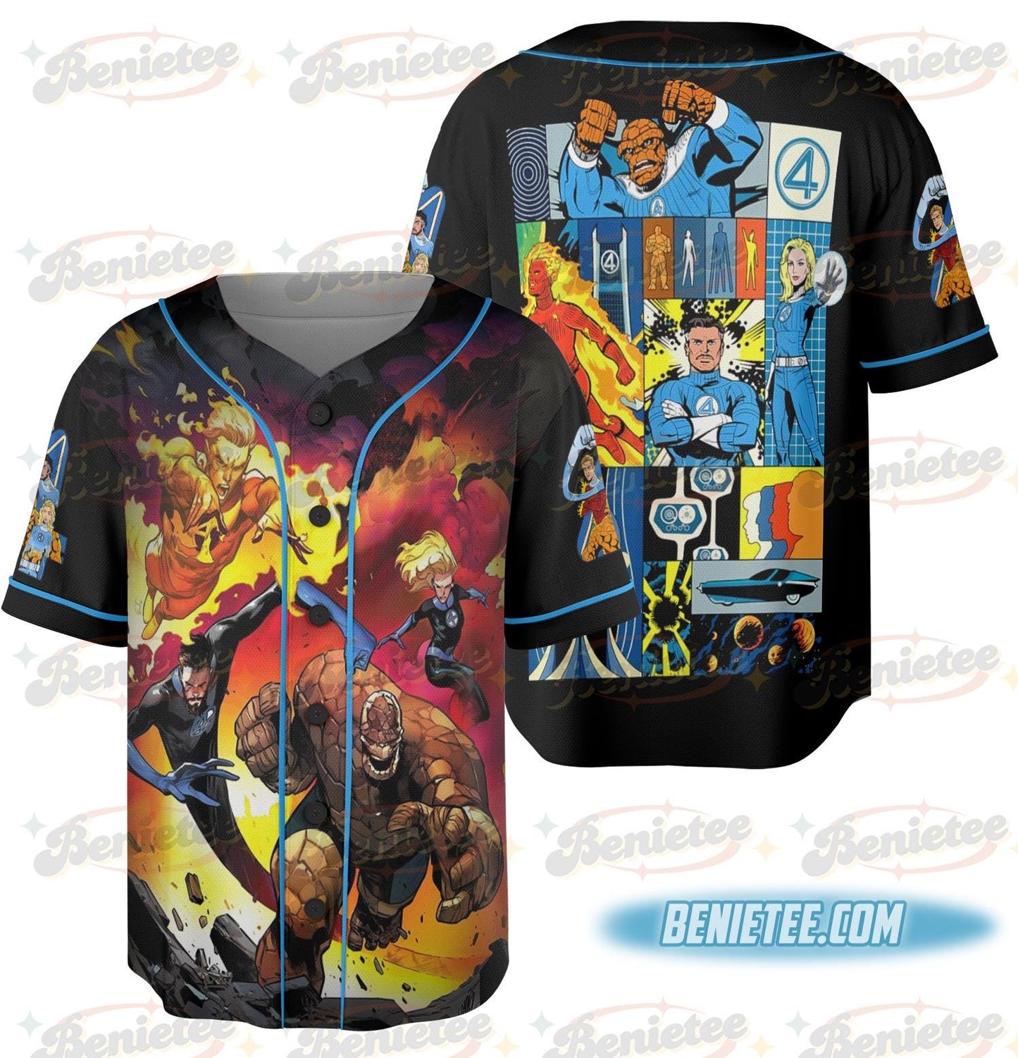 Fantastic Four Team Baseball Jersey, Pedro Friend Retro Superhero Tee Hoodie, Sweatshirt | WearSparks.com (Image 2)