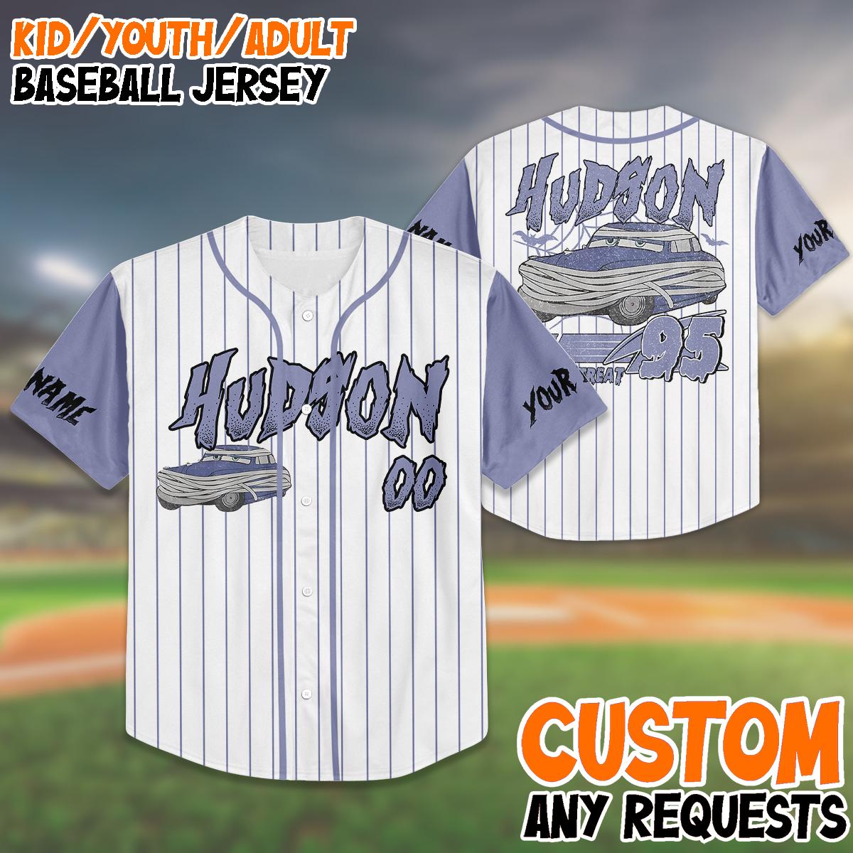 Custom Halloween Baseball Jersey | Personalized Hudson Car Jersey | Trick or Treat Outfit for Kids, Youth,... (Image 1)