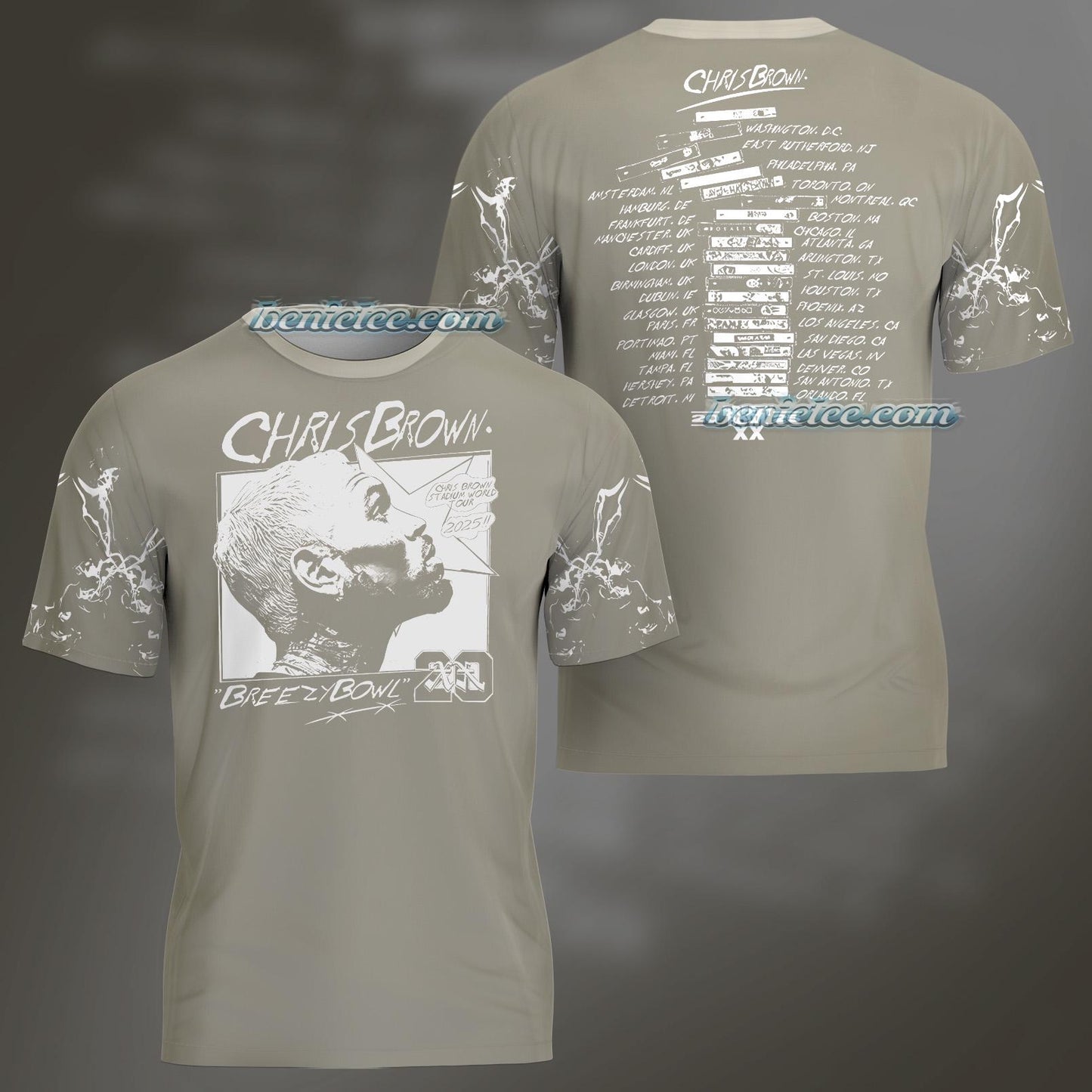 Rapper Chris Brown Breezy Bowl XX Tour 11:11 Vintage Washed Shirt 3D Hoodie, Sweatshirt | WearSparks.com (Image 2)