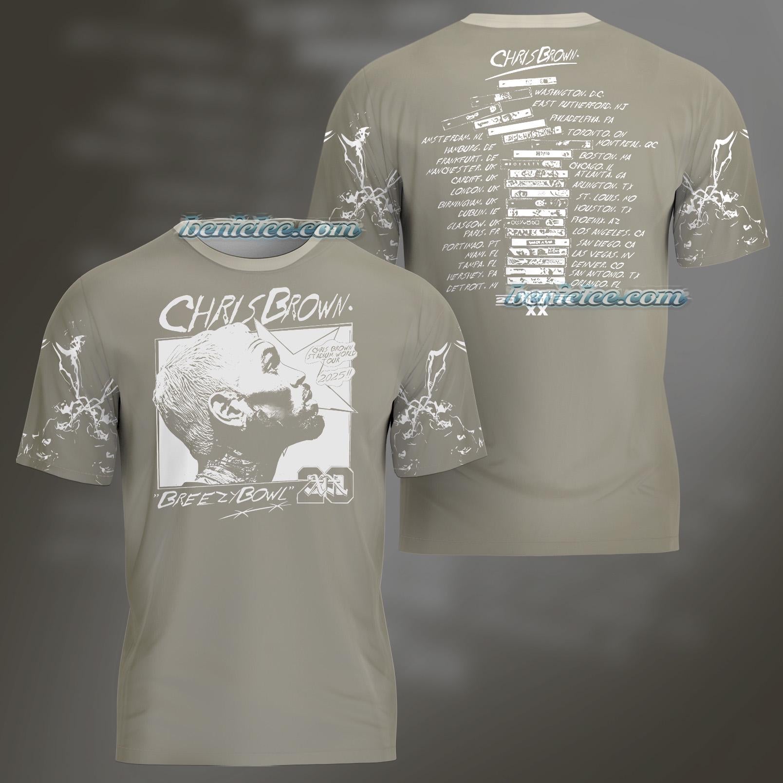 Rapper Chris Brown Breezy Bowl XX Tour 11:11 Vintage Washed Shirt 3D Hoodie, Sweatshirt | WearSparks.com (Image 2)