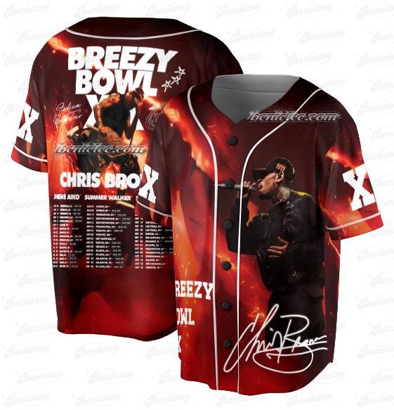 Vintage Rapper Chris Brown Breezy Bowl XX Tour Jersey T-Shirts, Hoodie, Sweatshirt | WearSparks.com (Image 1)