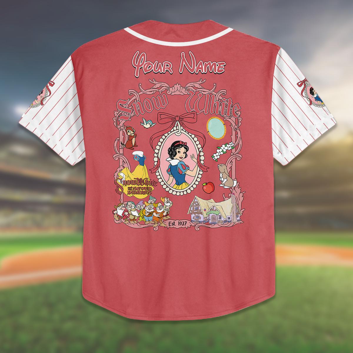 Custom Snow White Baseball Jersey, Personalized Birthday Shirt, Princess Party Outfit, Kid Youth Adult Sizes,... (Image 3)