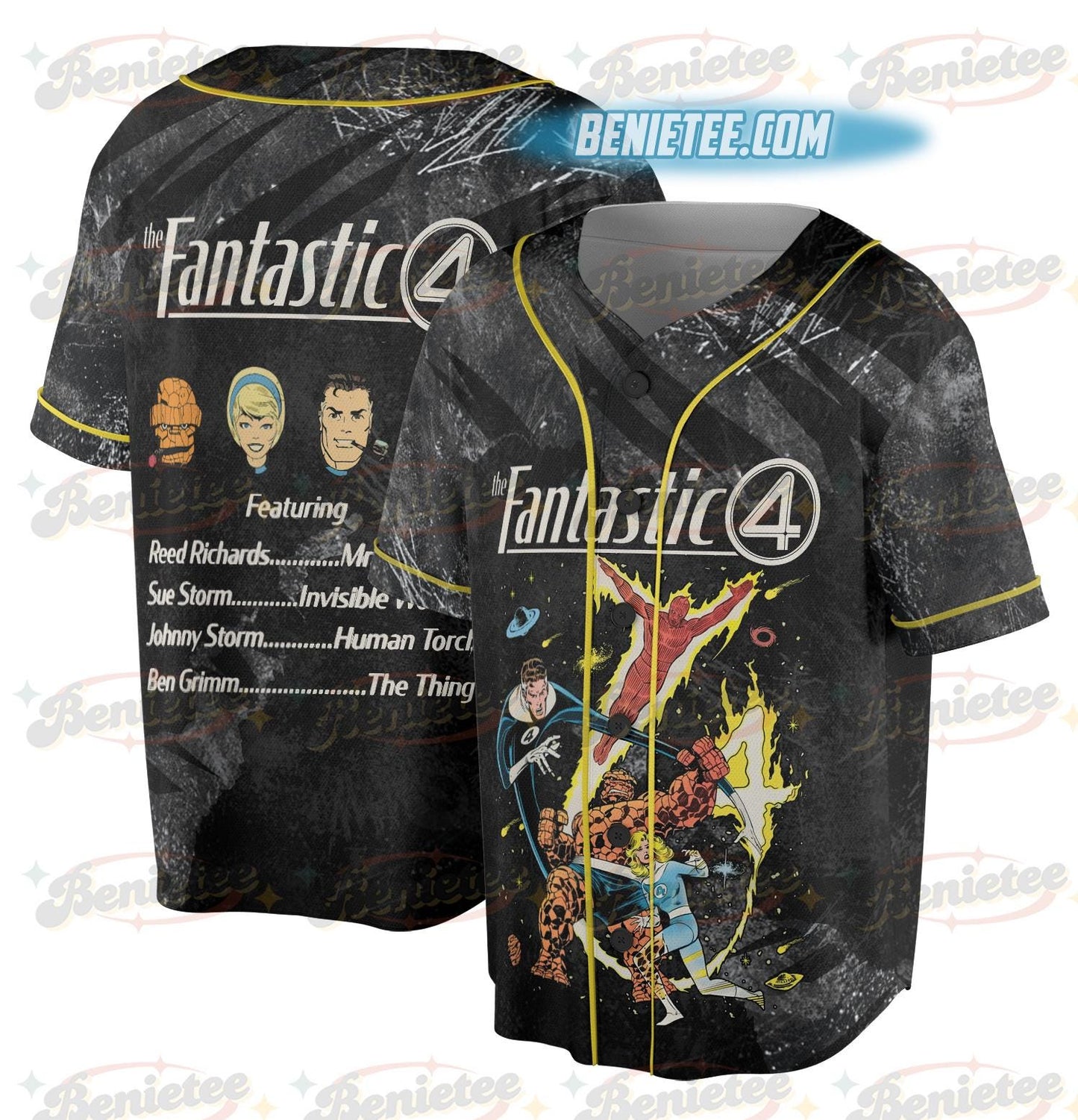 Vintage The Fantastic Four Baseball Jersey T-Shirts, Hoodie, Sweatshirt | WearSparks.com (Image 1)