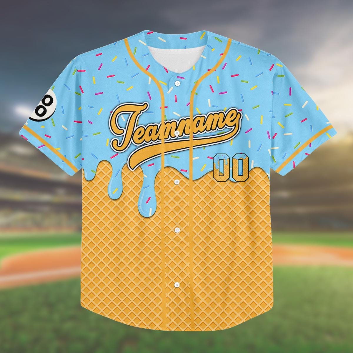 Custom Ice Cream Baseball Jersey, Team Matching Outfit, Personalized Name Number, Group Shirt, Fun Team Up... (Image 2)