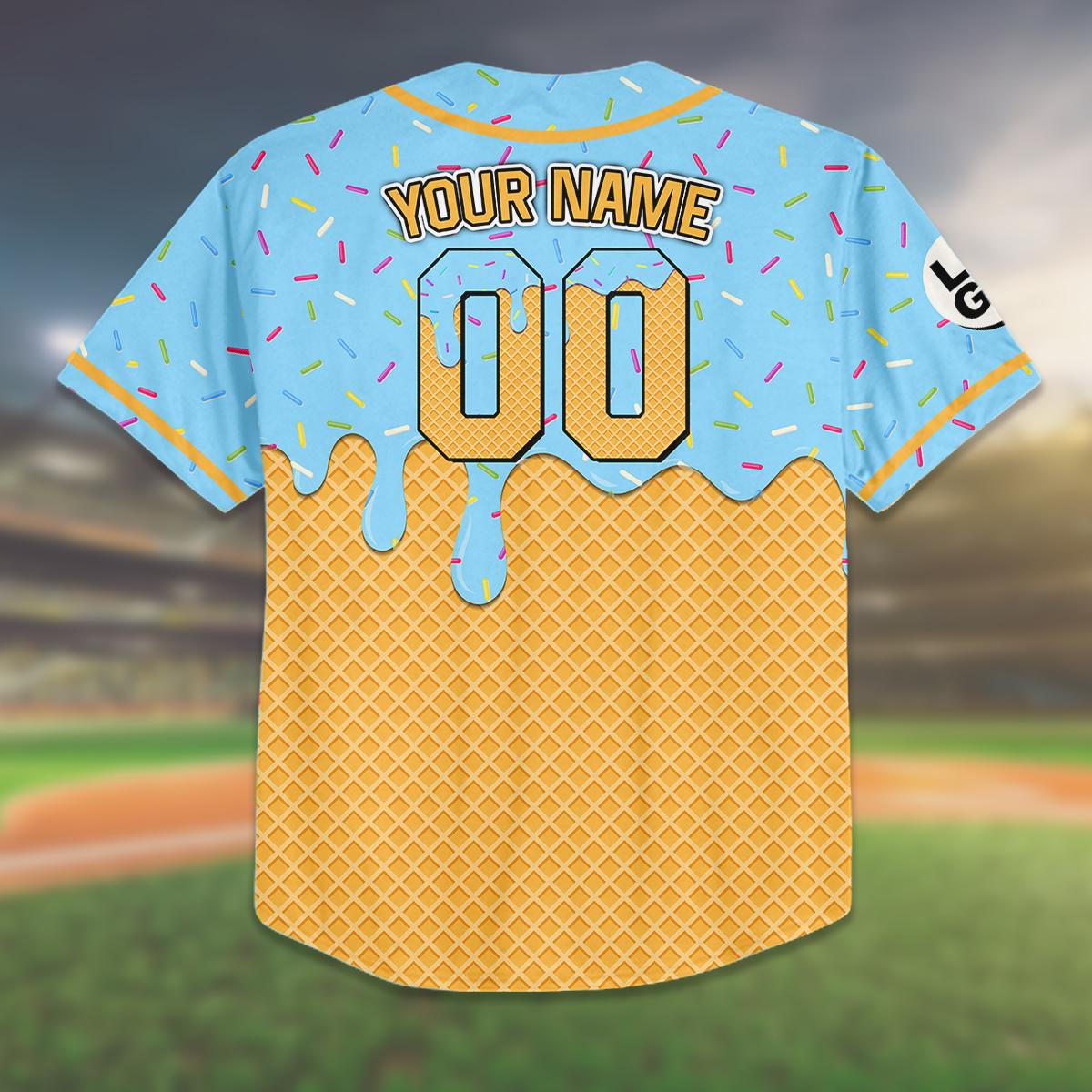Custom Ice Cream Baseball Jersey, Team Matching Outfit, Personalized Name Number, Group Shirt, Fun Team Up... (Image 3)