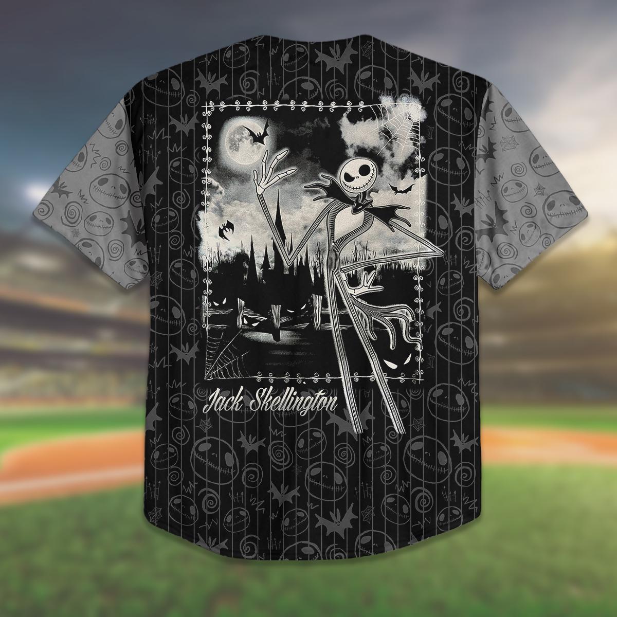 Custom Jack Skellington Baseball Jersey, Team Up Matching Outfit, Halloween Shirt, Personalized Name Number,... (Image 3)