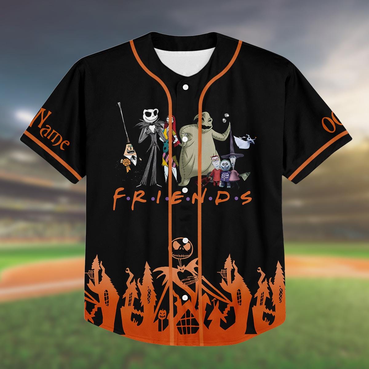 Custom Halloween Baseball Jersey, Personalized Jack Skellington Shirt, Spooky Team Jersey, Halloween Party... (Image 2)