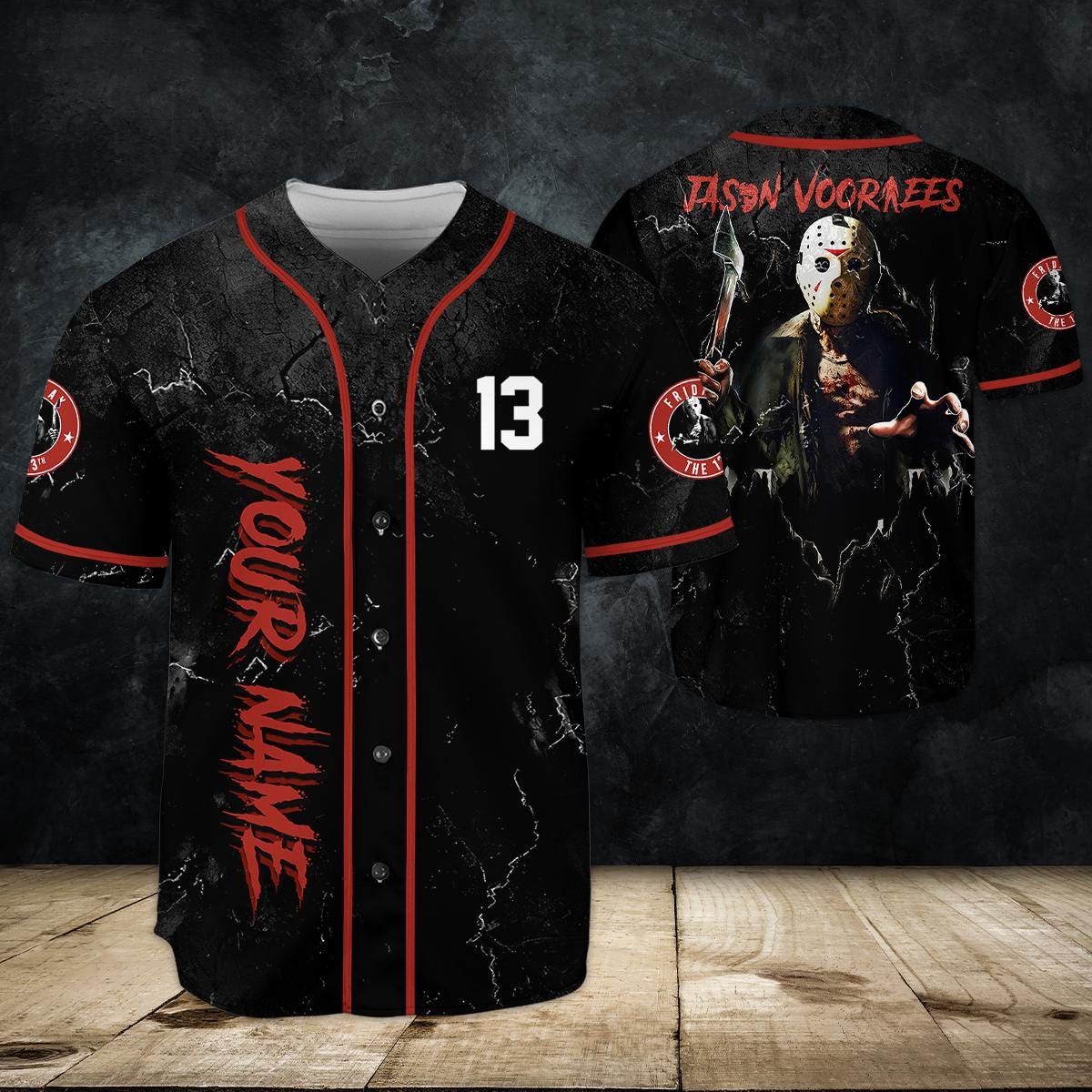 Custom Jason Voorhees Baseball Jersey, Friday the 13th Horror Jersey, Personalized Halloween Jersey Shirt,... (Image 2)