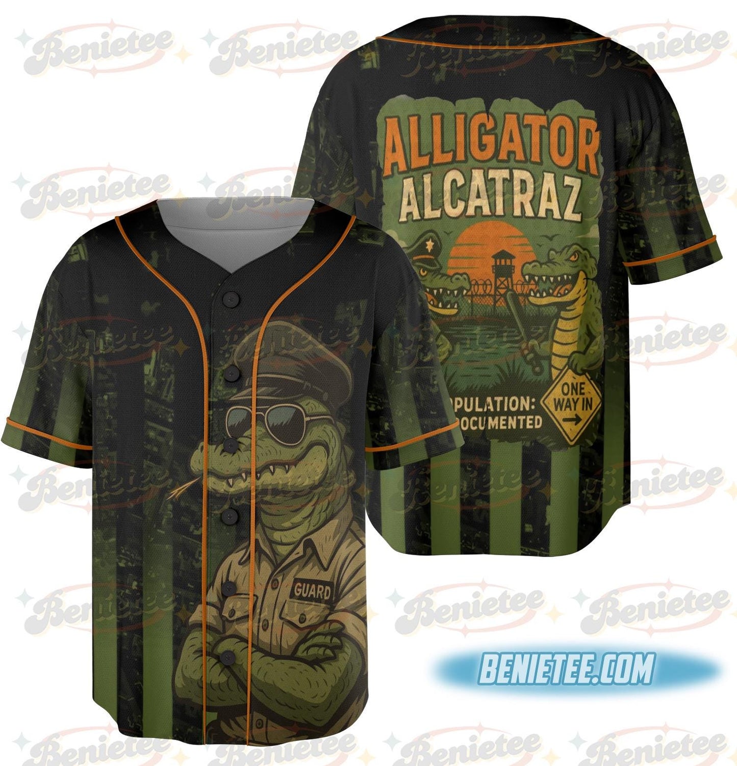 Funny Animal Jersey, Alligator Alcatraz Jersey, Tropical Island, San Francisco Landmark, Cute Gator Shirt... (Image 2)