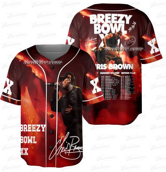 Vintage Rapper Chris Brown Breezy Bowl XX Tour Jersey T-Shirts, Hoodie, Sweatshirt | WearSparks.com (Image 2)