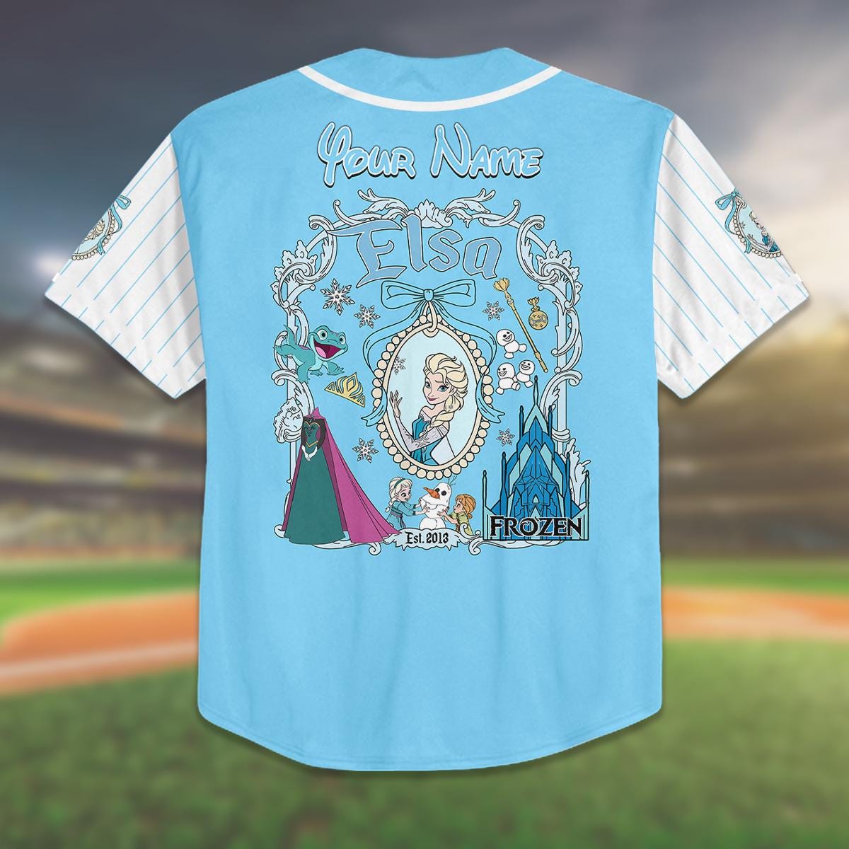 Custom Frozen Elsa Baseball Jersey, Personalized Kid Girl Birthday Shirt, Frozen Elsa Jersey, Family Vacation... (Image 3)