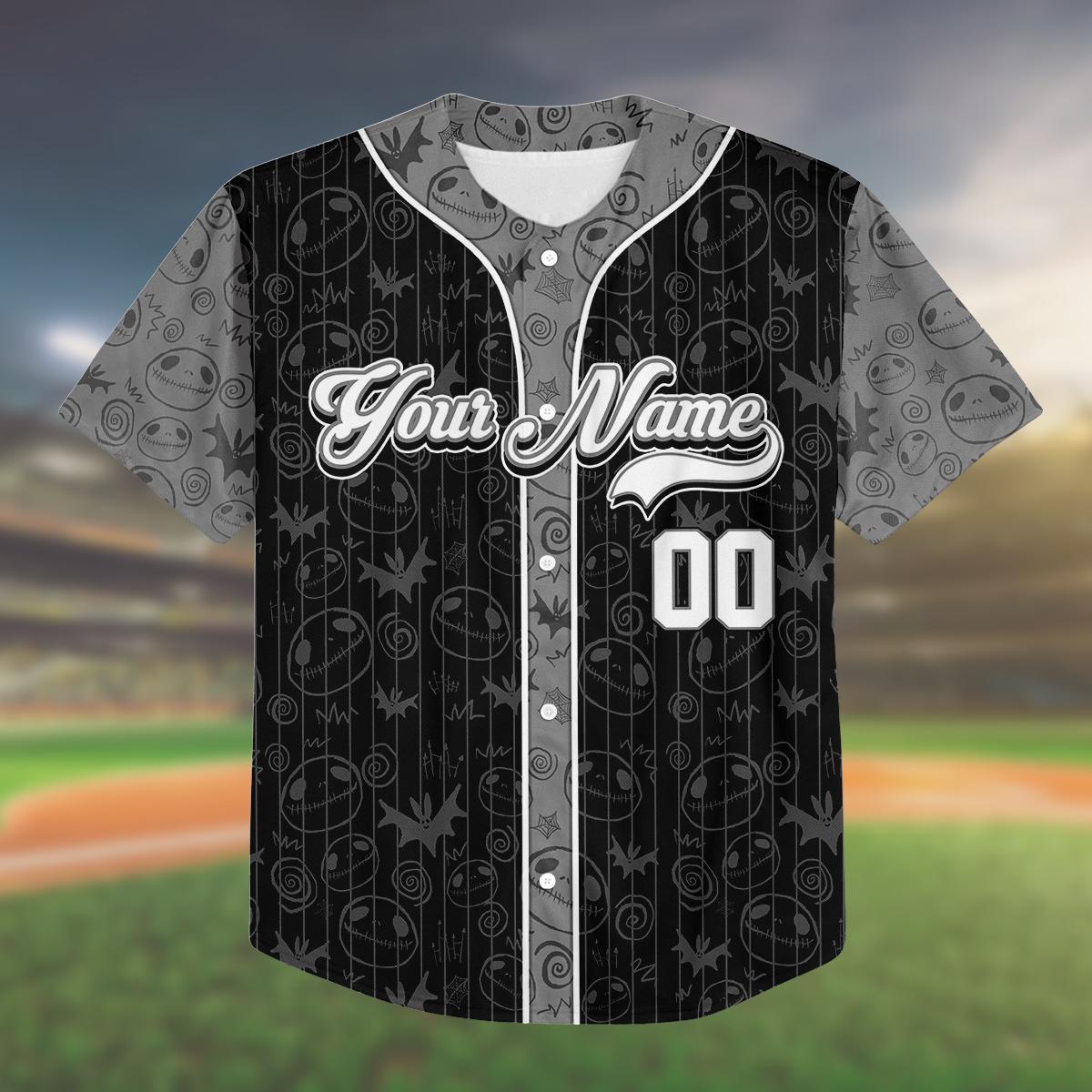 Custom Jack Skellington Baseball Jersey, Team Up Matching Outfit, Halloween Shirt, Personalized Name Number,... (Image 2)