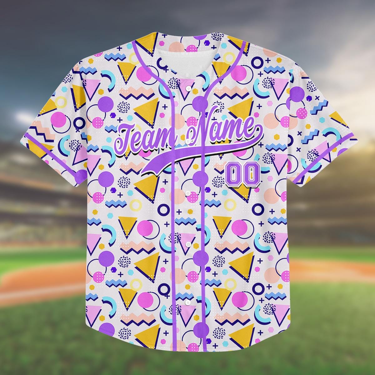 Custom 90s Style Baseball Jersey for Kids & Adults, Personalized Team Name and Number, Retro Pattern Shirt,... (Image 2)