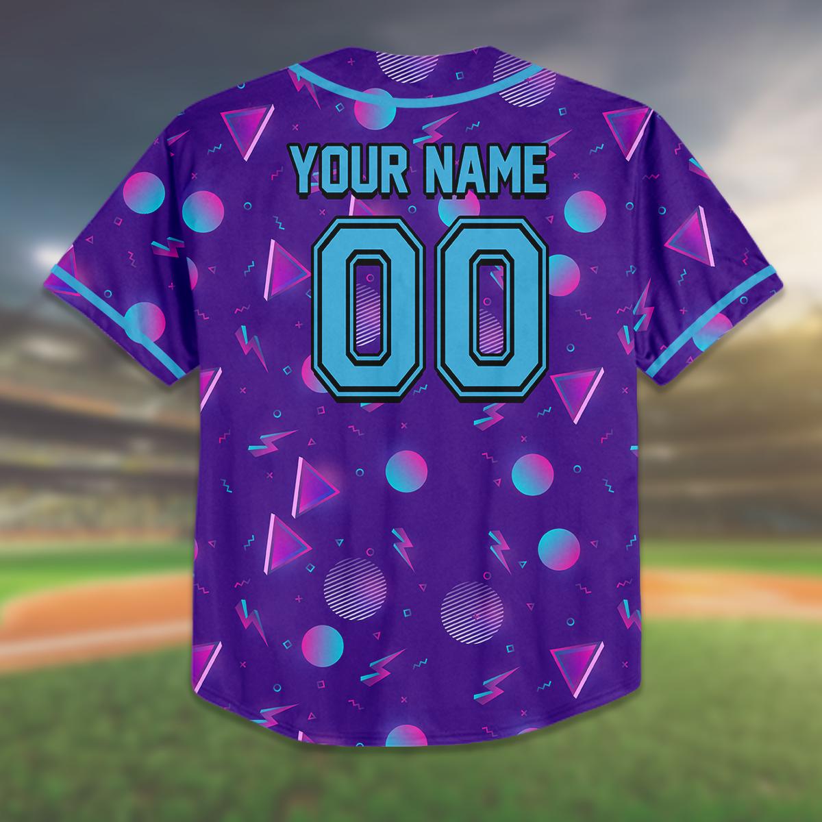 Custom Birthday Baseball Jersey for Kids and Adults, 90s Style Personalized Gift, Retro Neon Pattern, Team Name... (Image 3)