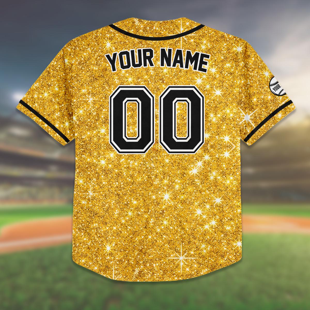 Custom Gold Glitter Baseball Jersey, Personalized Name And Number Shirt, Sparkly Jersey for Kids And Adults,... (Image 3)