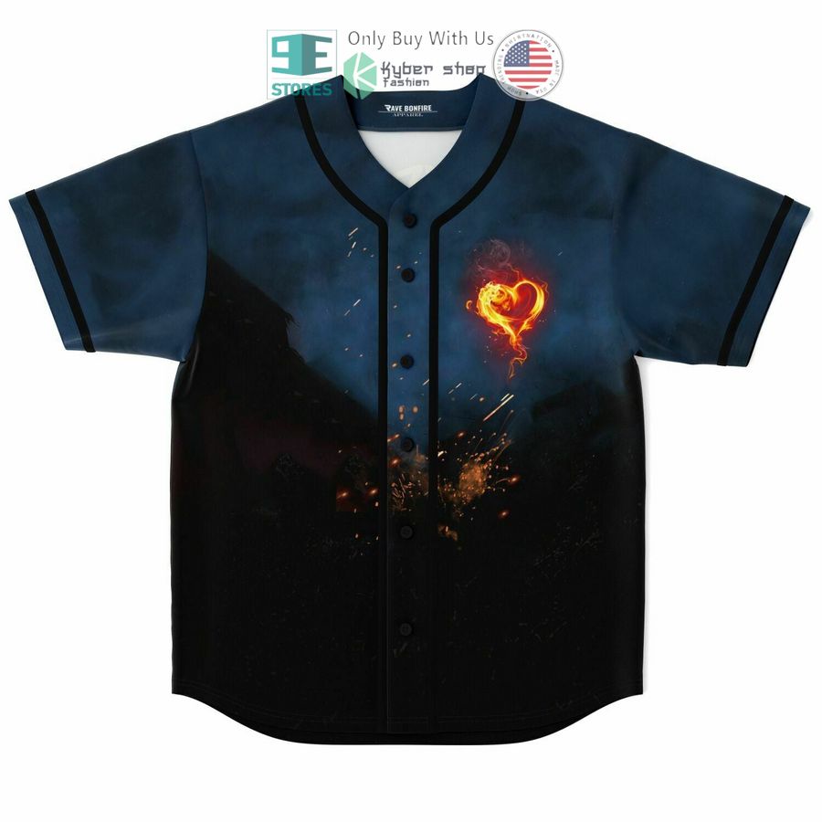 BEST Illinium Excision Hearts on Fire Baseball Jersey